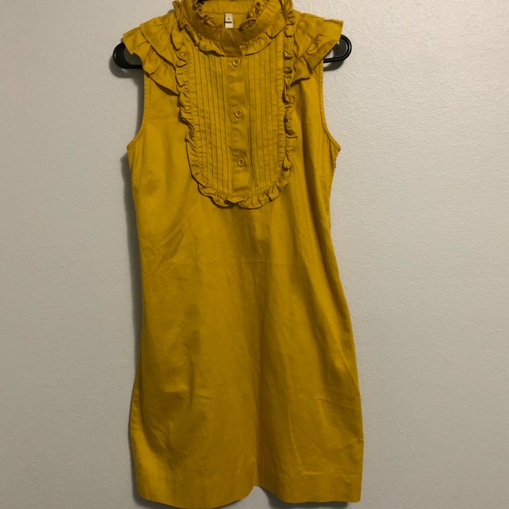 Fossil ruffle mustard yellow dress